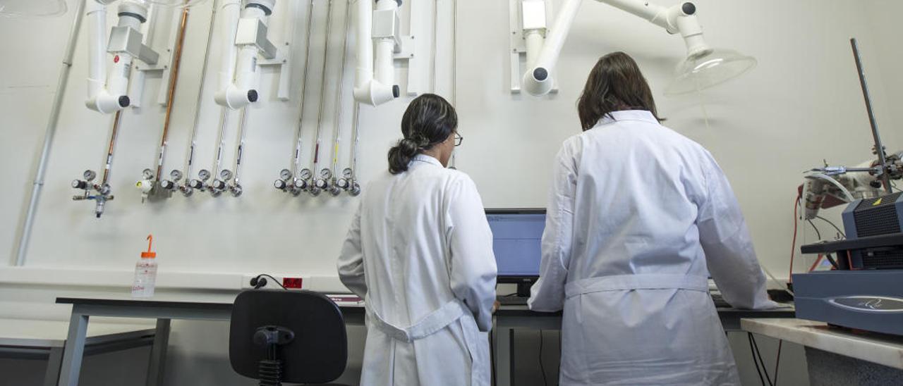 Investigadores en el parque científico de la Universidad de Alicante.