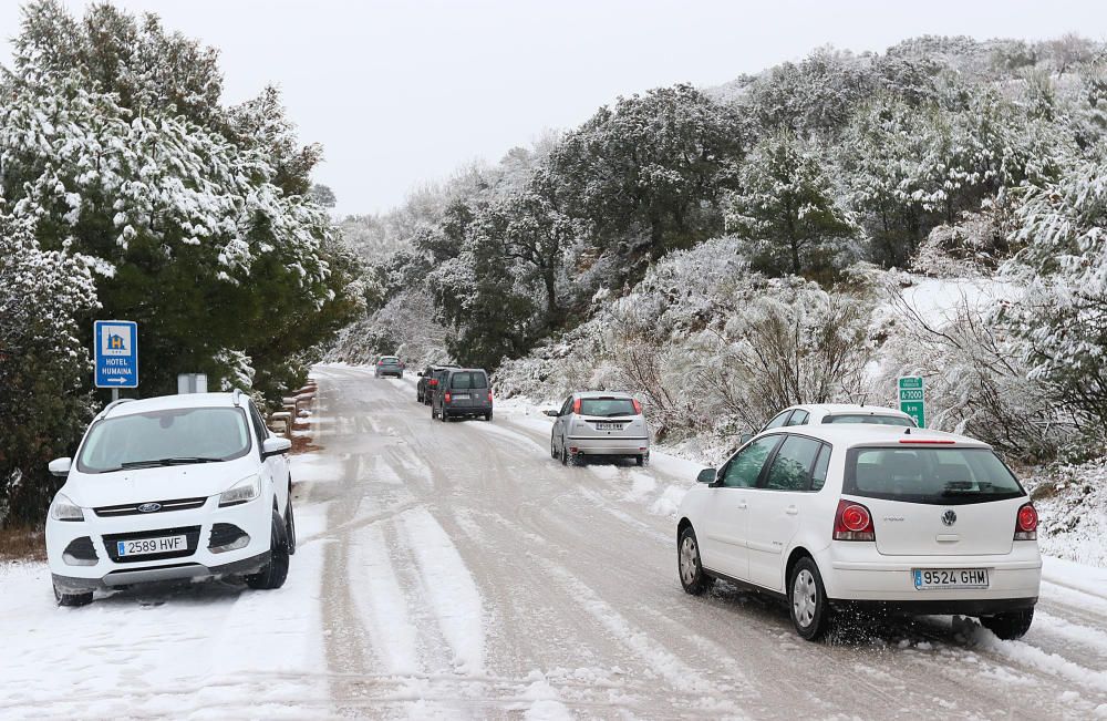 Las primeras nevadas llegan al Puerto del León, en los Montes de Málaga, que se sitúa a 900 metros de altura