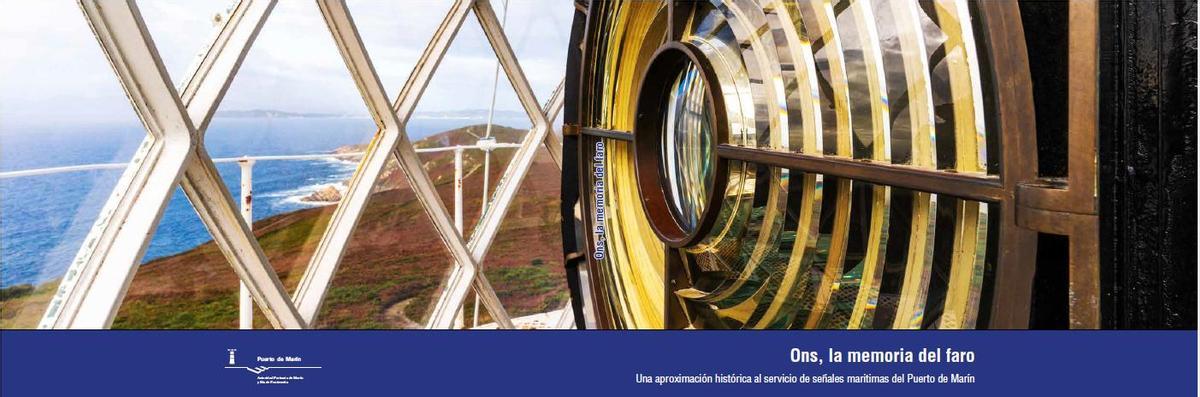 La portada del libro, con uno de los elementos que componen el faro de la isla de Ons.