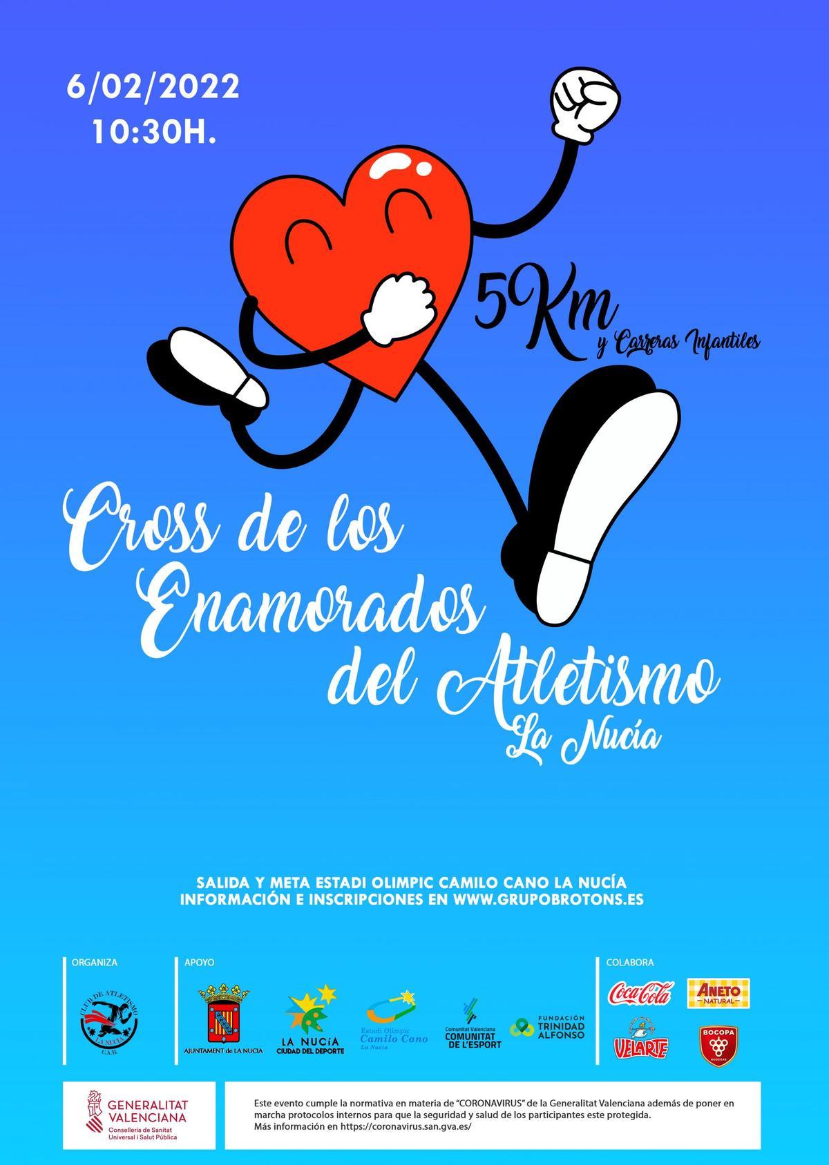 El “Cross de los Enamorados del Atletismo” de La Nucía se celebrará este domingo 6 de febrero por la mañana a las 10_30 horas, con salida y llegada desde la pista de atletismo del Estadi Olímpic Camilo Cano.