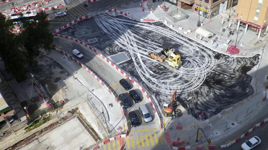 Vista de la glorieta de Albert Camus, donde se está terminando de reurbanizar el espacio.