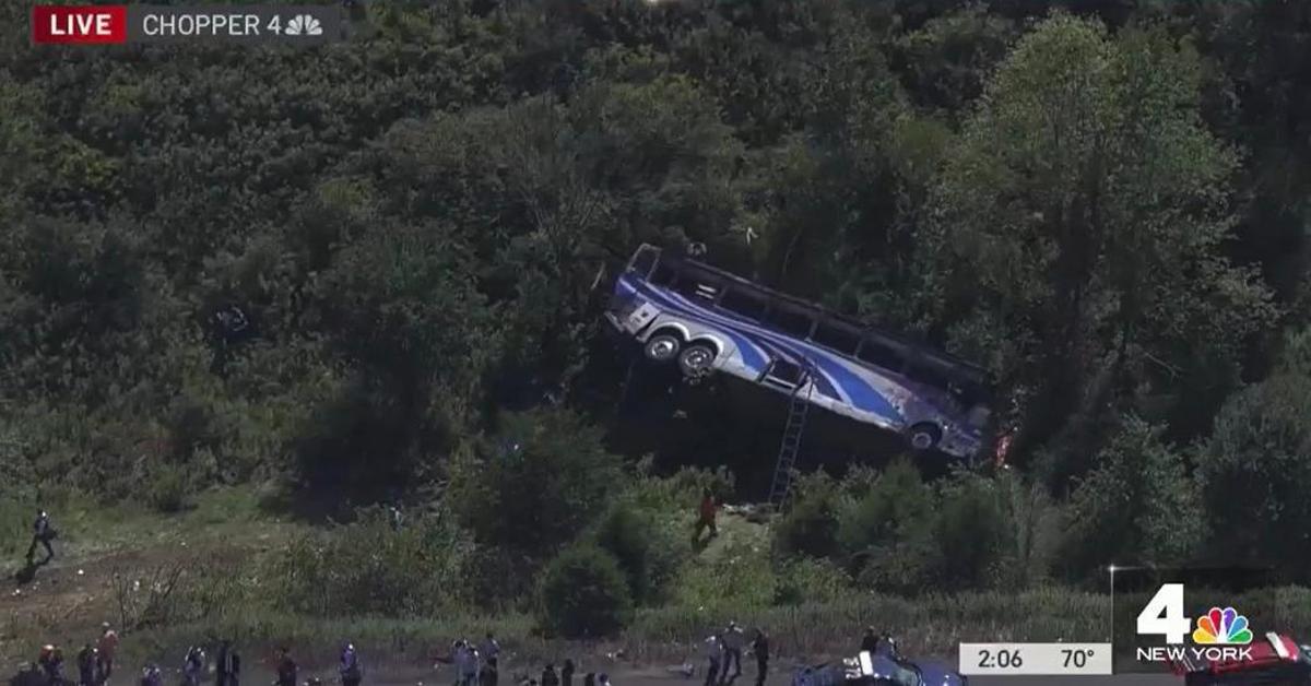 Imagen del autobus escolar accidentado cerca de Nueva York. Imagen del autobus escolar accidentado cerca de Nueva York.