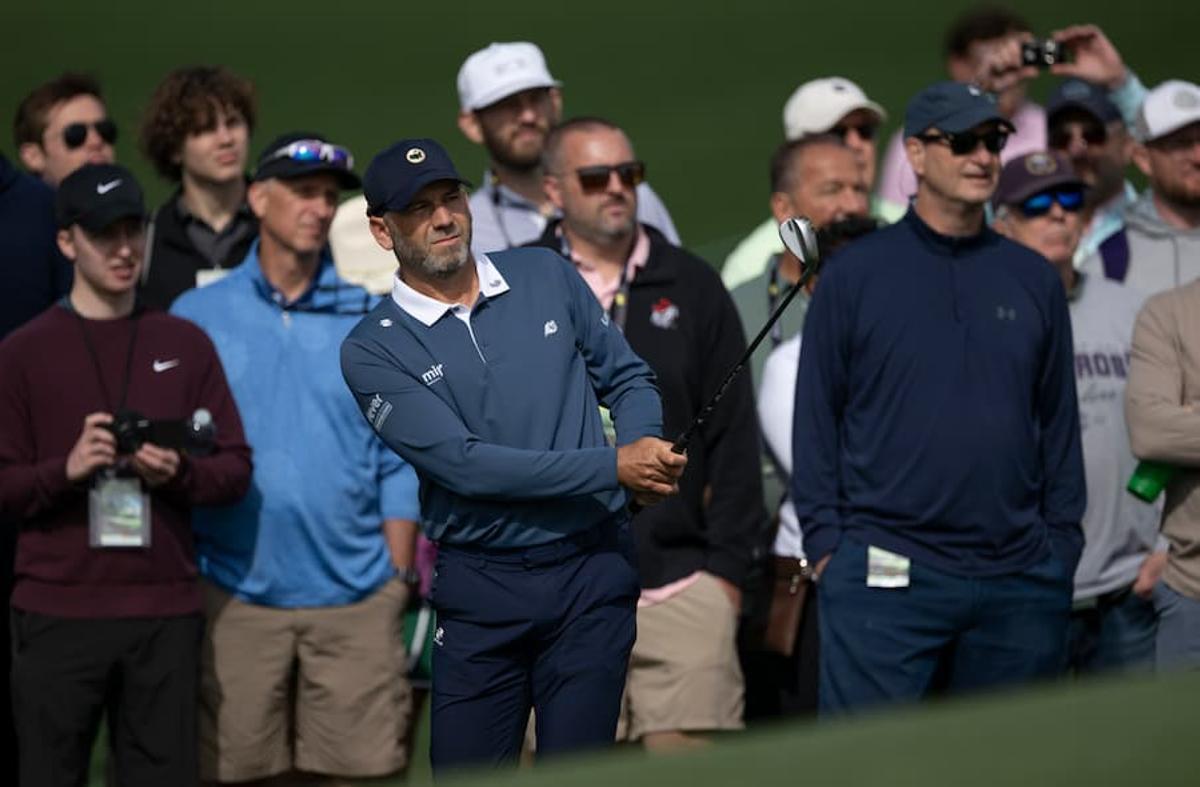 Sergio García, durante su vuelta de entrenamiento en el Augusta National