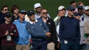 Sergio García, durante su vuelta de entrenamiento en el Augusta National