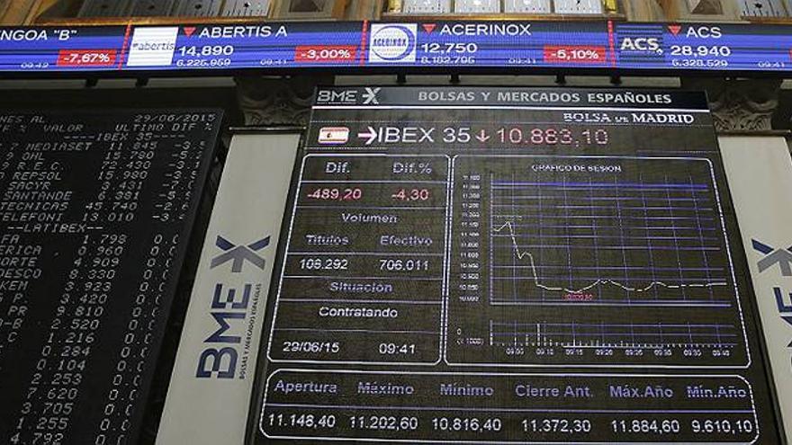 La bolsa baja el 4,56% ante la inestabilidad de Grecia