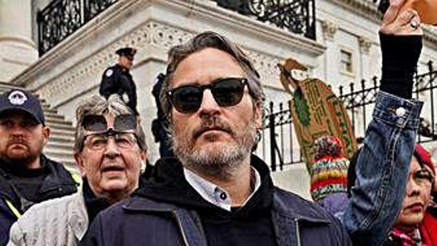 Joaquin Phoenix, en la protesta.