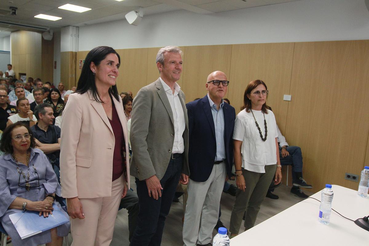 Prado, Rueda, Baltar y Ana Villarino, número 2 del PP de Ourense, antes de la reunión.