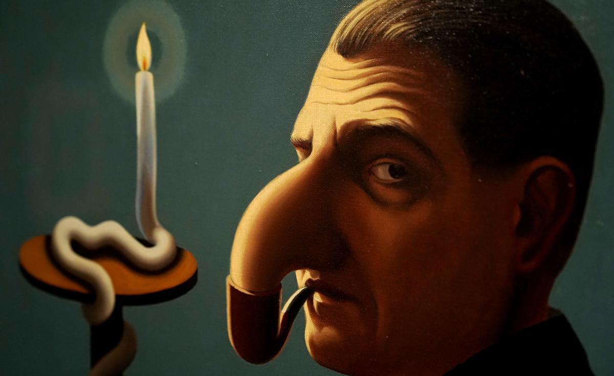 Detalle de la obra de Magritte ''La lámpara filosófica'