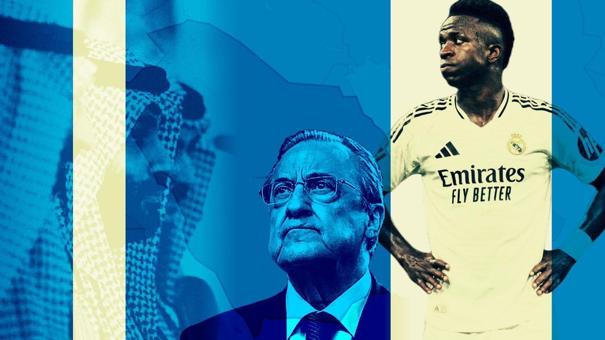 Montaje de Vinicius, Florentino Pérez y el interés saudí por el brasileño