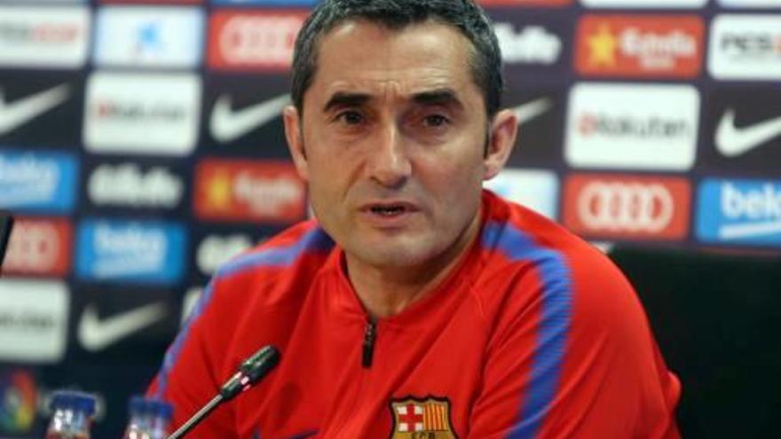 Ernesto Valverde, en la roda de premsa d&#039;ahir.