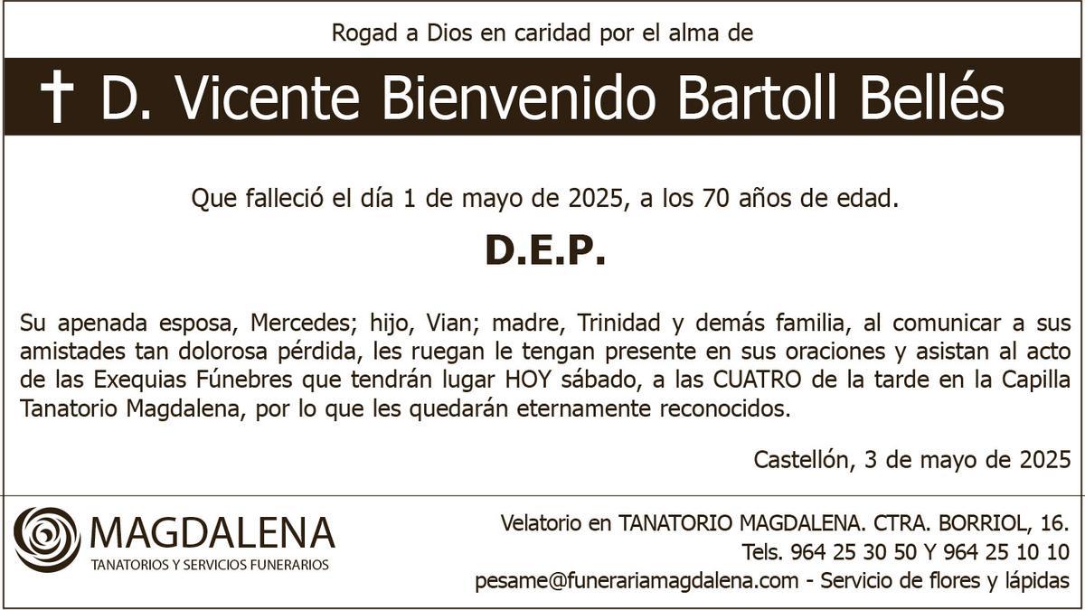 D. Vicente Bienvenido Bartoll Bellés