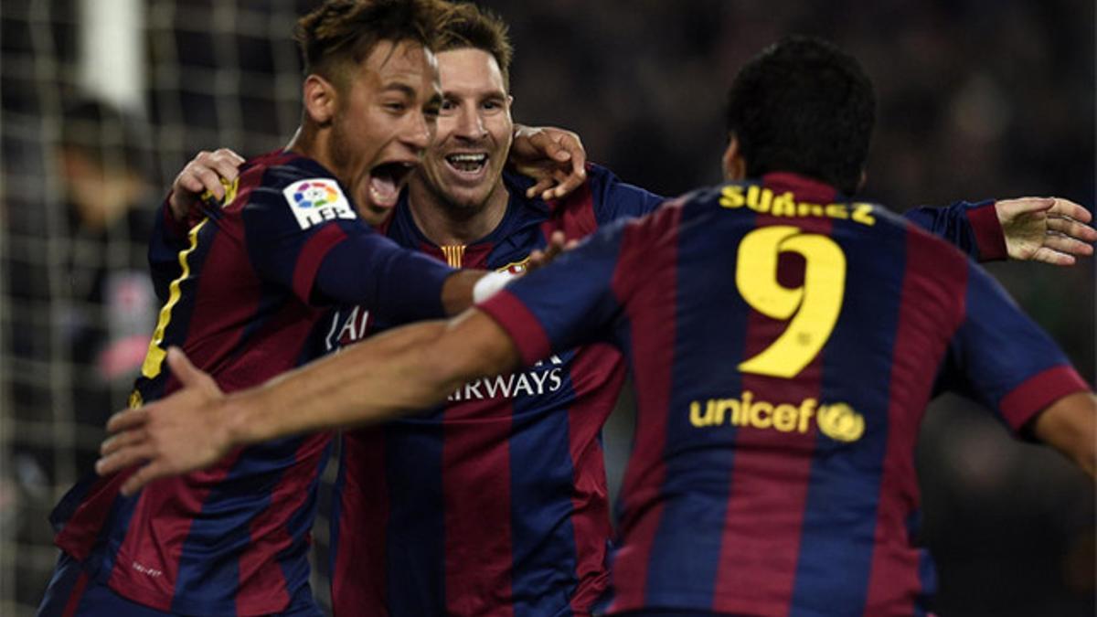 Neymar, contra el Atlético de Madrid el 11 de enero de 2015 en el Camp Nou, anotó el primer gol del FC Barcelona en Liga del año pasado