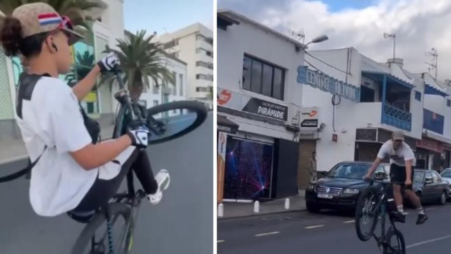 Conducción temeraria en Canarias: ciclistas hacen el caballito mientras sortean coches