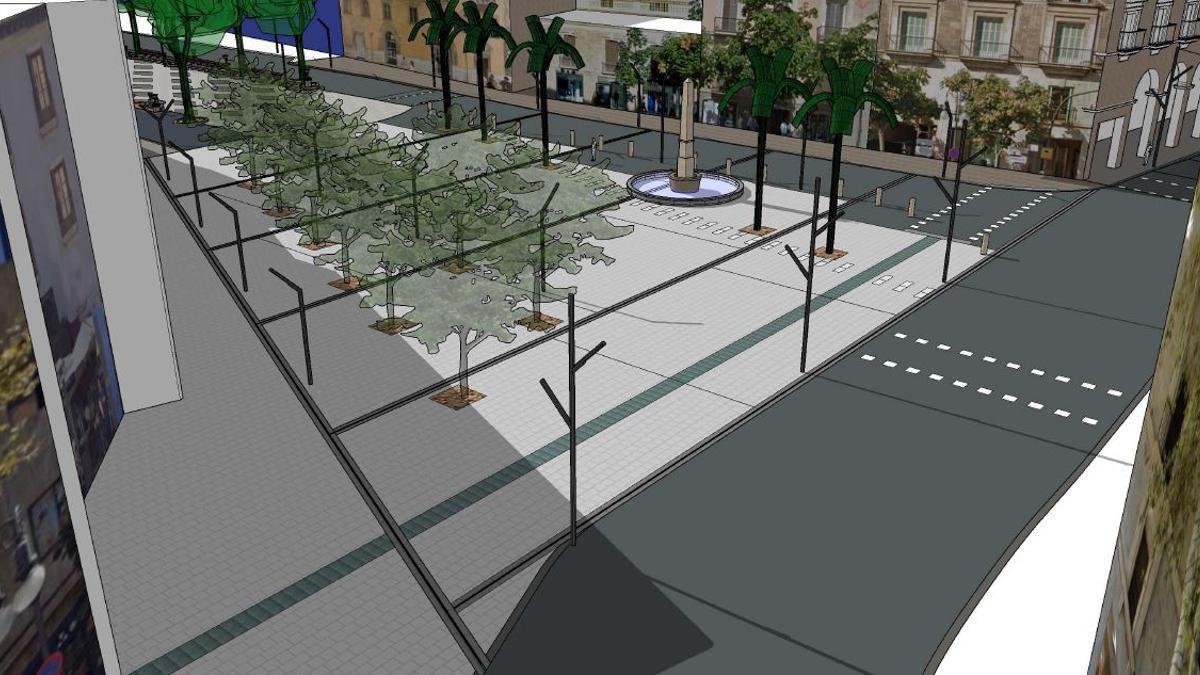 La futura plataforma peatonal de la plaza de las Tortugas.