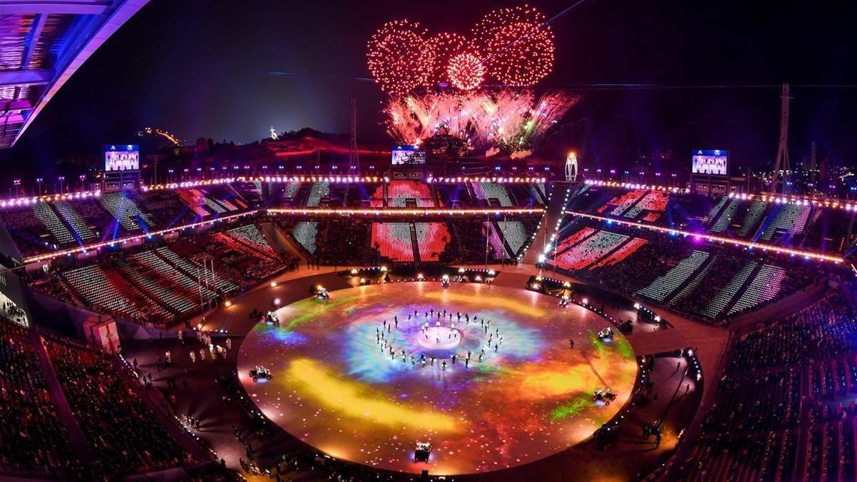 El estadio de Pyeongchang durante la clausura de los Juegos de Invierno.