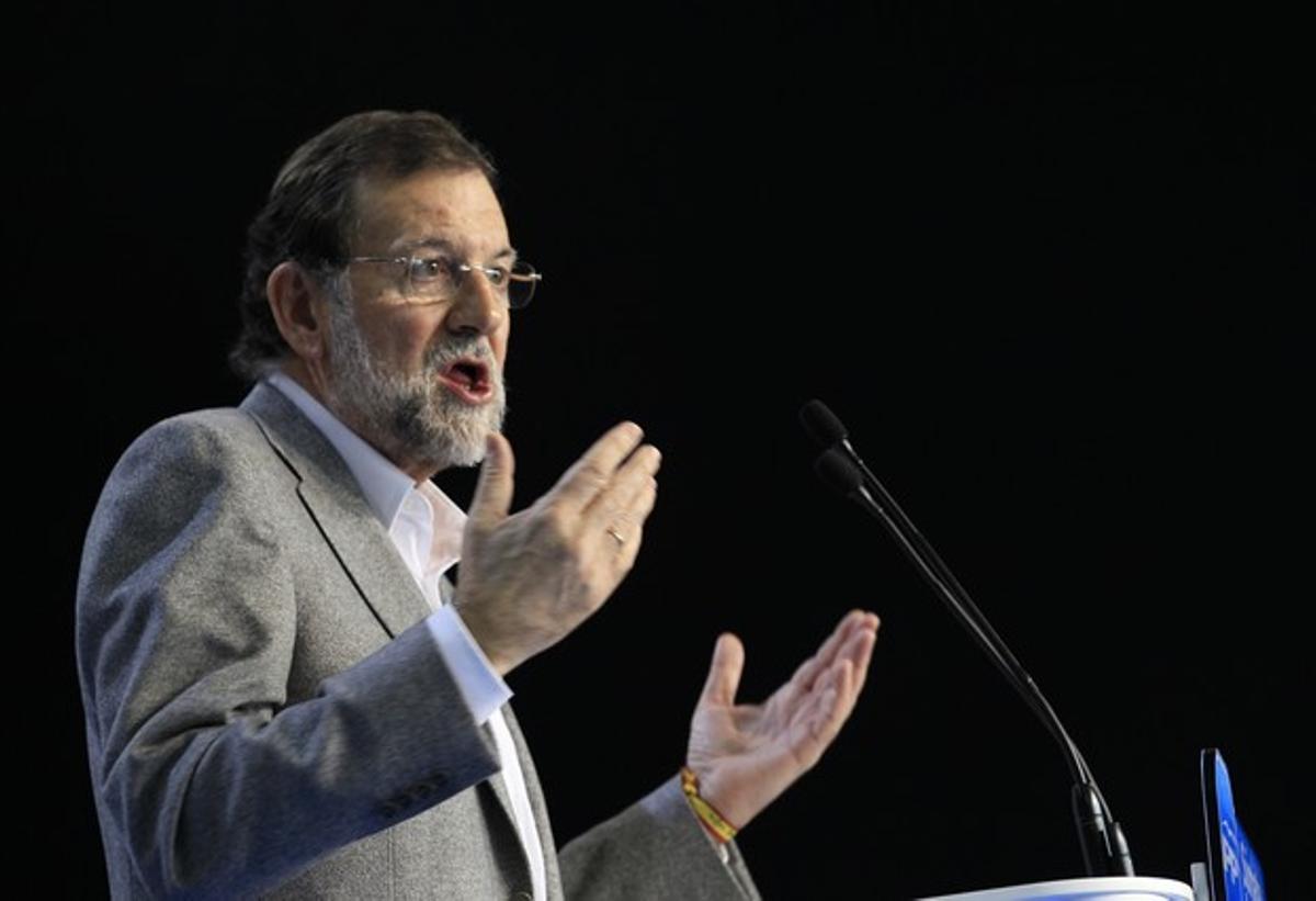 Mariano Rajoy, durant el míting de dijous a Sevilla.