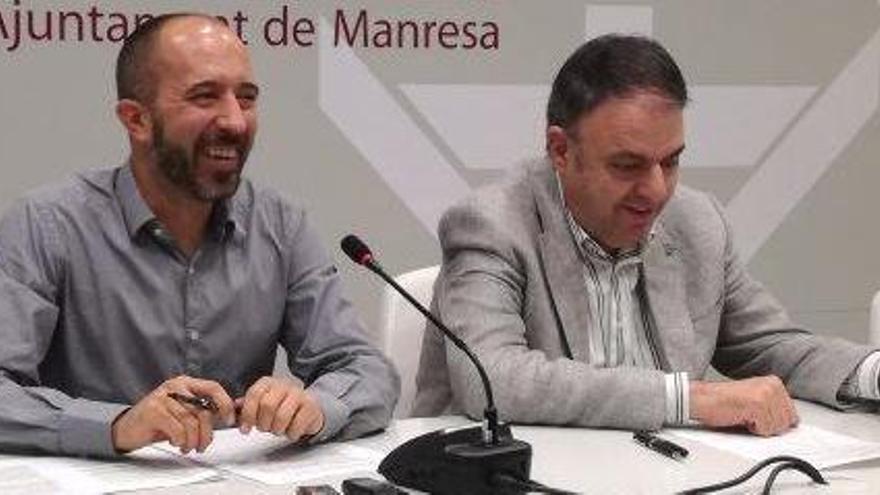 El regidor Marc Aloy i l&#039;alcalde de Manresa, Valentí Junyent, ahir