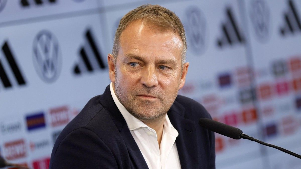 Hansi Flick, seleccionador de Alemania, durante una rueda de prensa