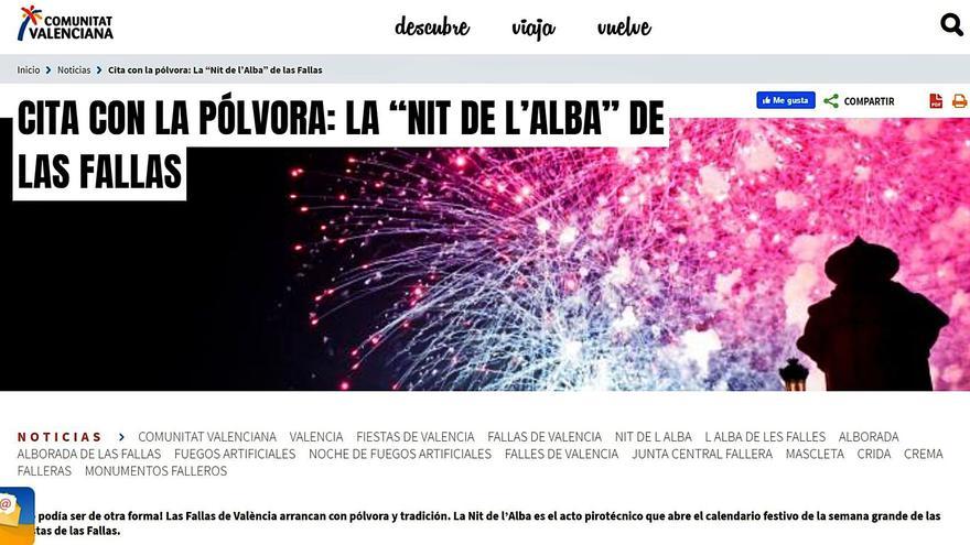València publicita un acto de Fallas como Nit de l’Alba con el apoyo de la Generalitat