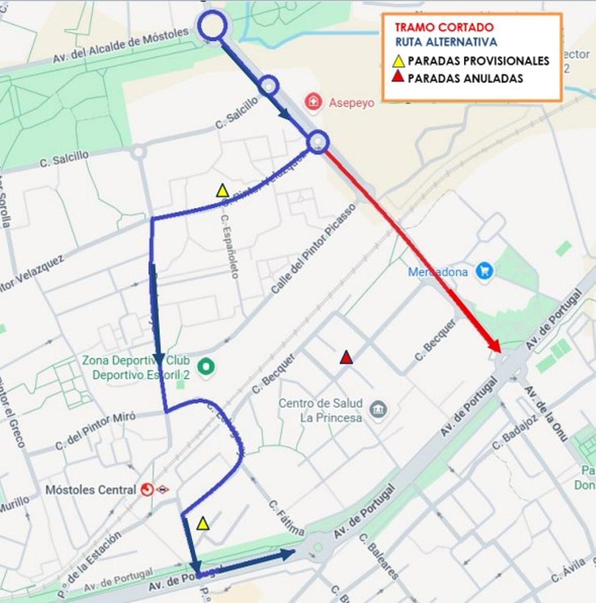 Ruta alternativa línea urbana 4