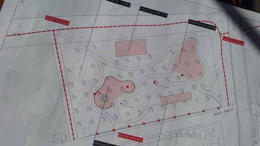 Plano del nuevo parque municipal en La Estacada.