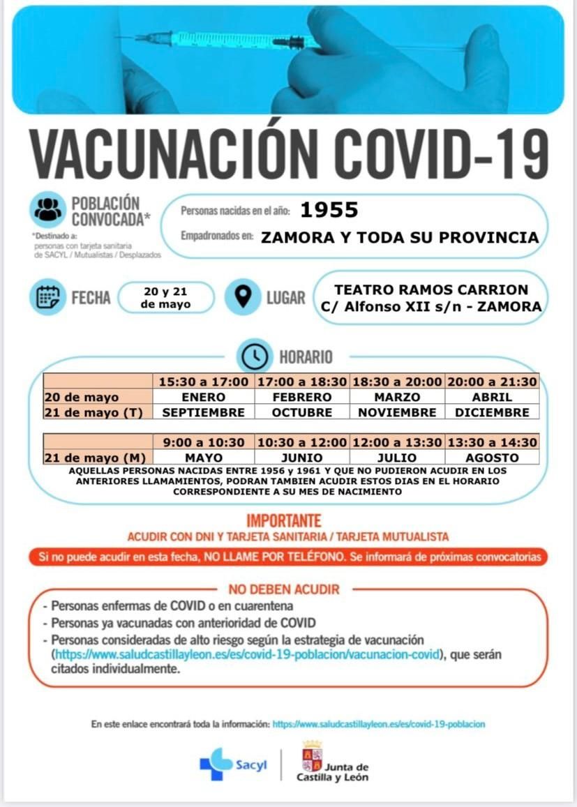 Campaña de vacunación de la generación de 1955 en Zamora.