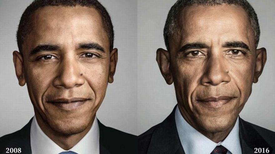 La huella del poder en el rostro de Obama