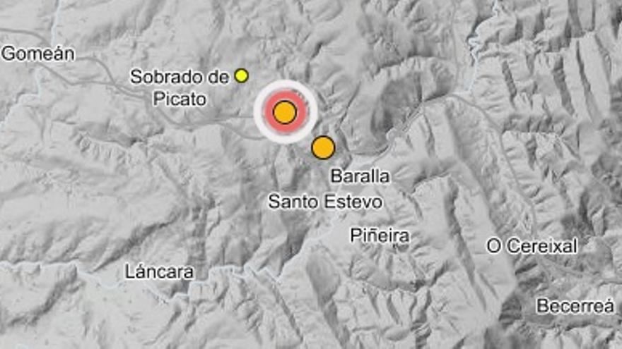 Sucesión de terremotos en Baralla: con epicentros próximos y de magnitud 2,9 el más fuerte