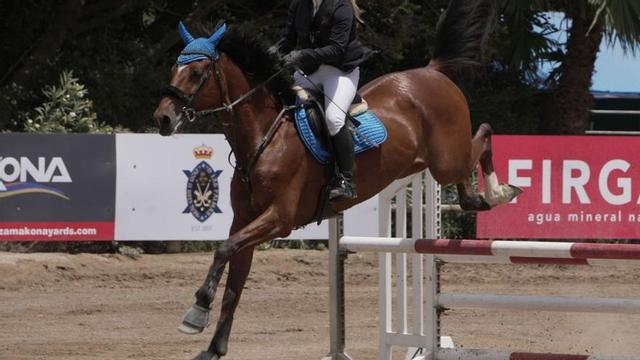Una amazona realiza un salto sobre su caballo, ayer en el Real Club de Golf de Las Palmas. | JOAQUÍN RODRÍGUEZ