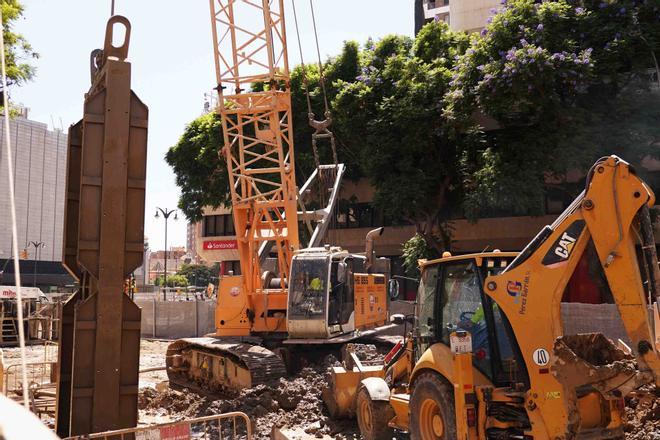 Obras del Metro de Málaga al Civil en la calle Hilera