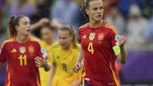 Irene Paredes celebra su gol contra Bélgica