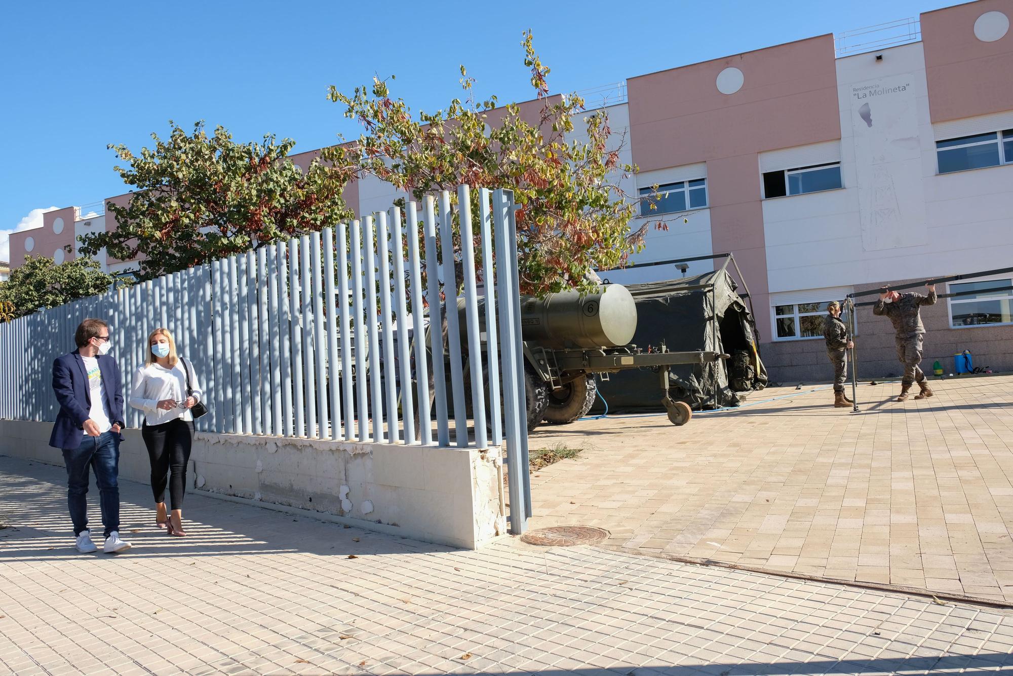 El Ejército regresa al geriátrico de Petrer para desinfectar sus instalaciones