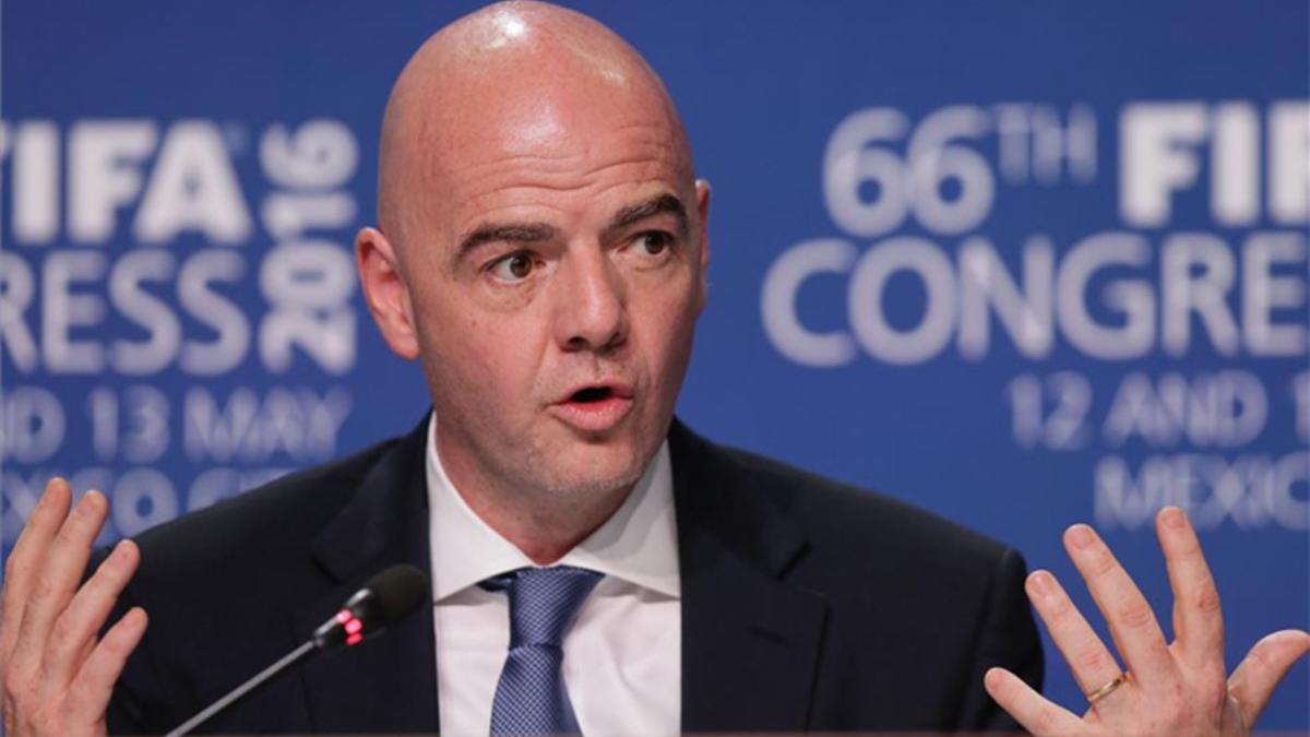 Infantino, durante su rueda de prensa