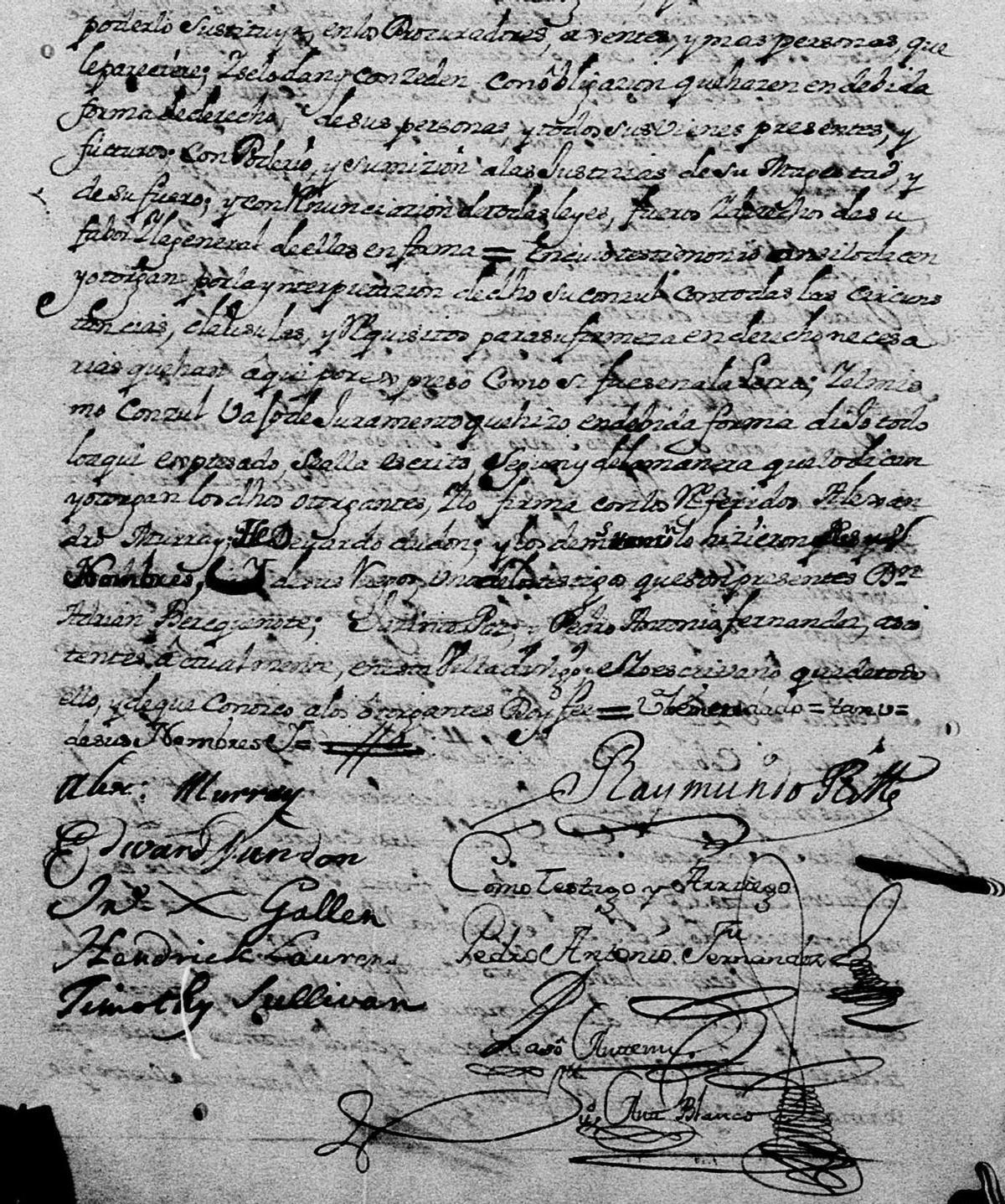 A reclamación de soldos da tripulación do “Atarget” asinada polos mariñeiros.