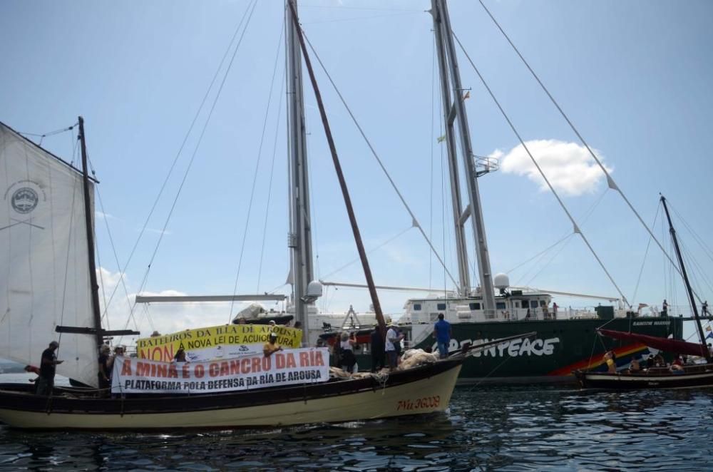 A Illa despide a toda vela al Rainbow Warrior de Greenpeace