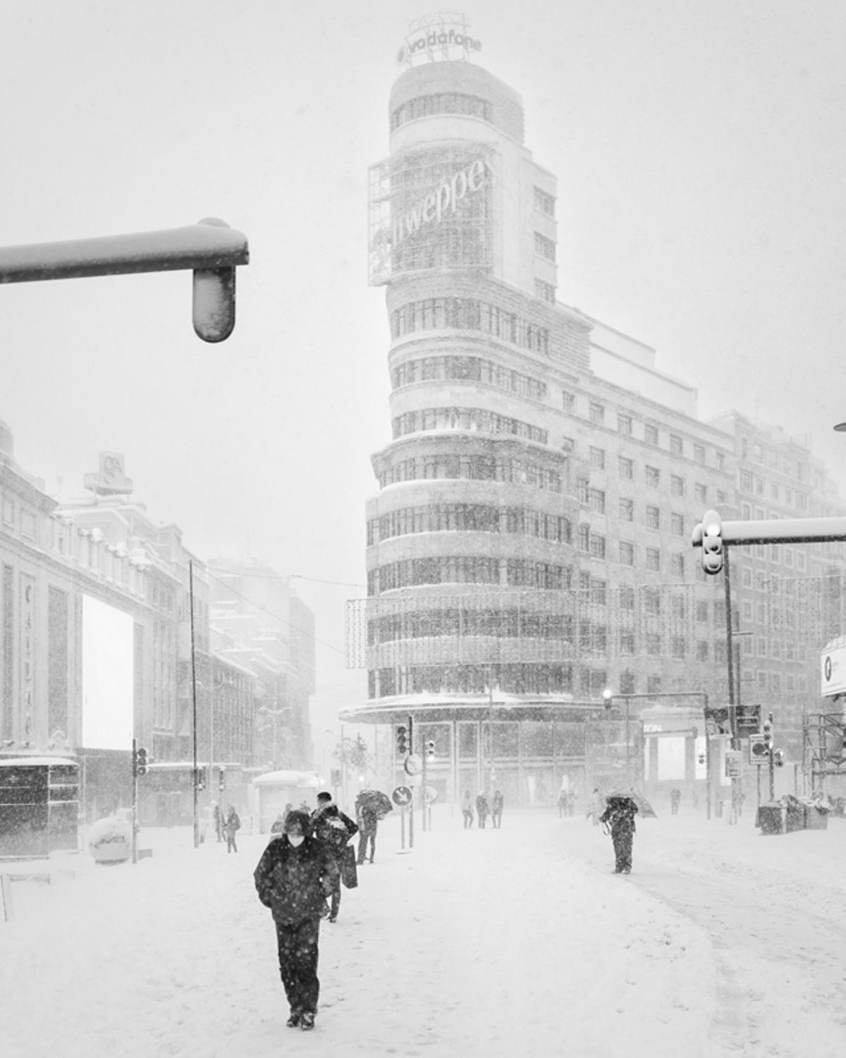 Fotografía de Rafael Trapiello de la Gran Vía afectada por Filomena.