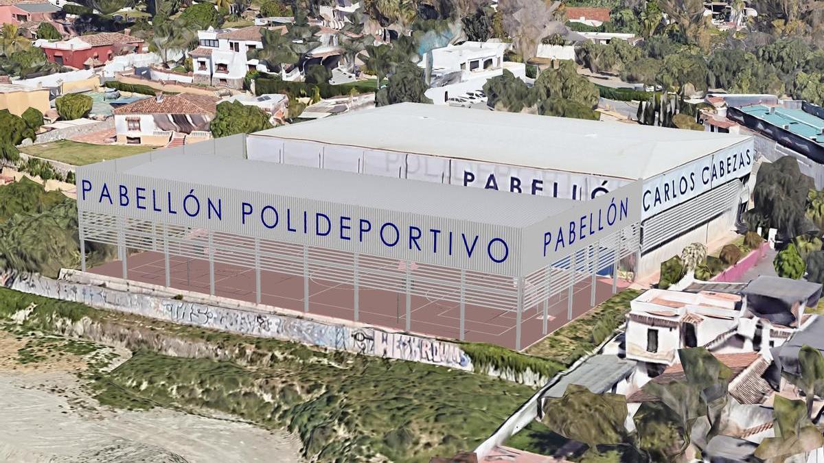 Recreación de la futura cubierta para la pista exterior del polideportivo Carlos Cabezas.
