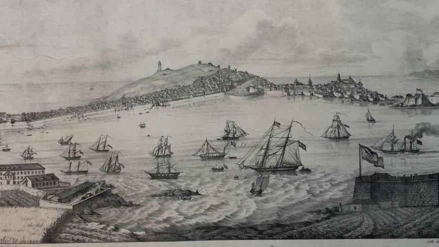 Fotografía de la obra &#039;Vista de La Coruña. Tomada desde San Diego&#039;, realizada a mediados del siglo XIX.