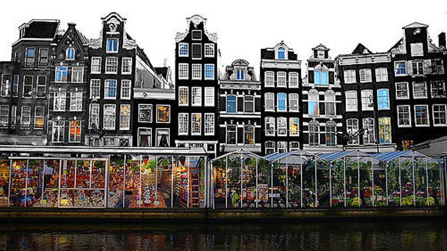 El mercado flotante de flores de Amsterdam.