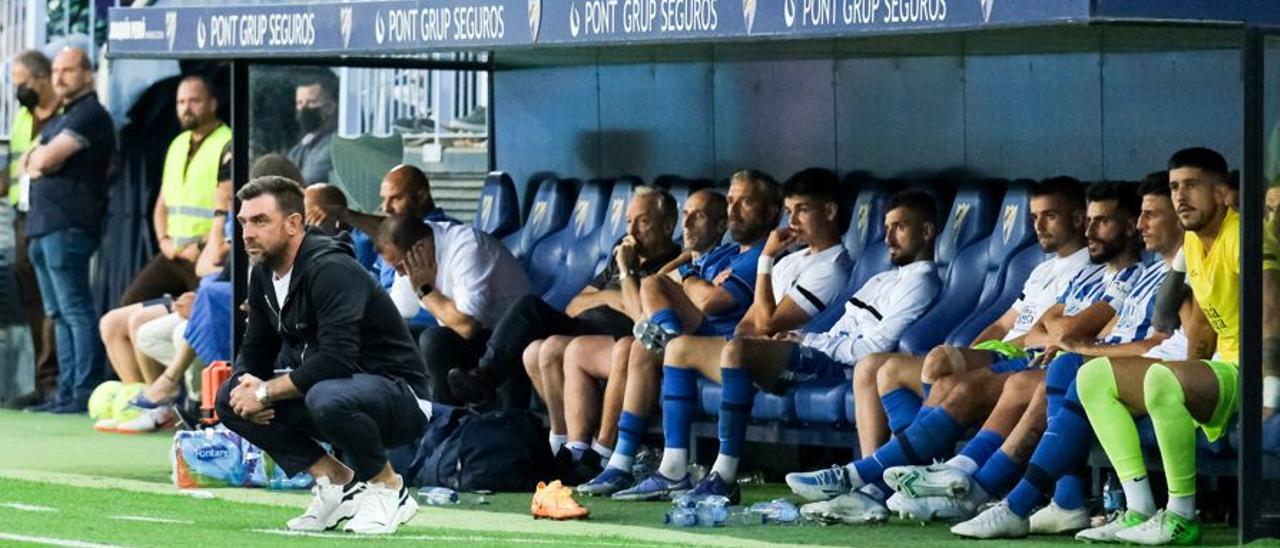 Pablo Guede, durante el partido Málaga CF-Burgos.