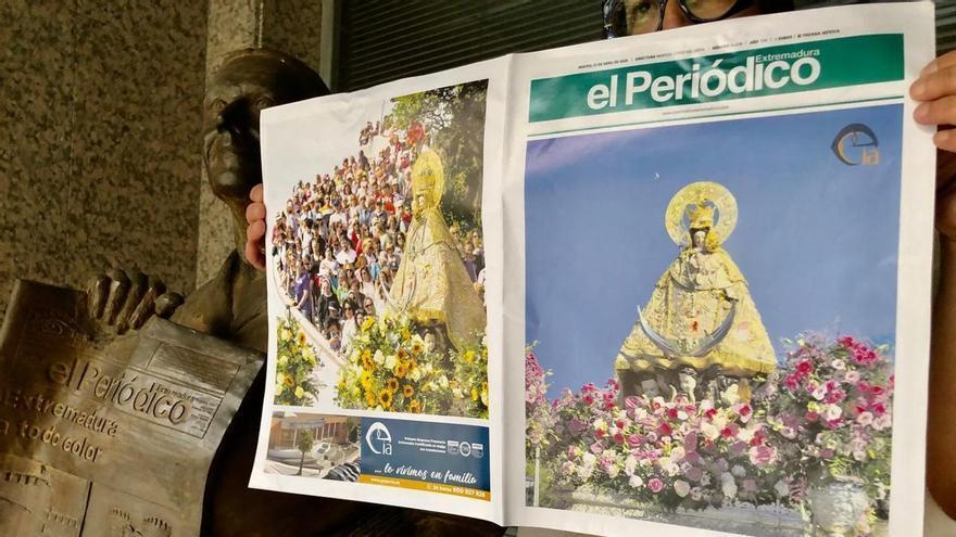 El Periódico Extremadura con la Virgen de la Montaña en una portada a doble color, regalo para Cáceres