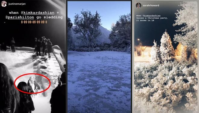 El jardín nevado de Kim Kardashian por Navidad