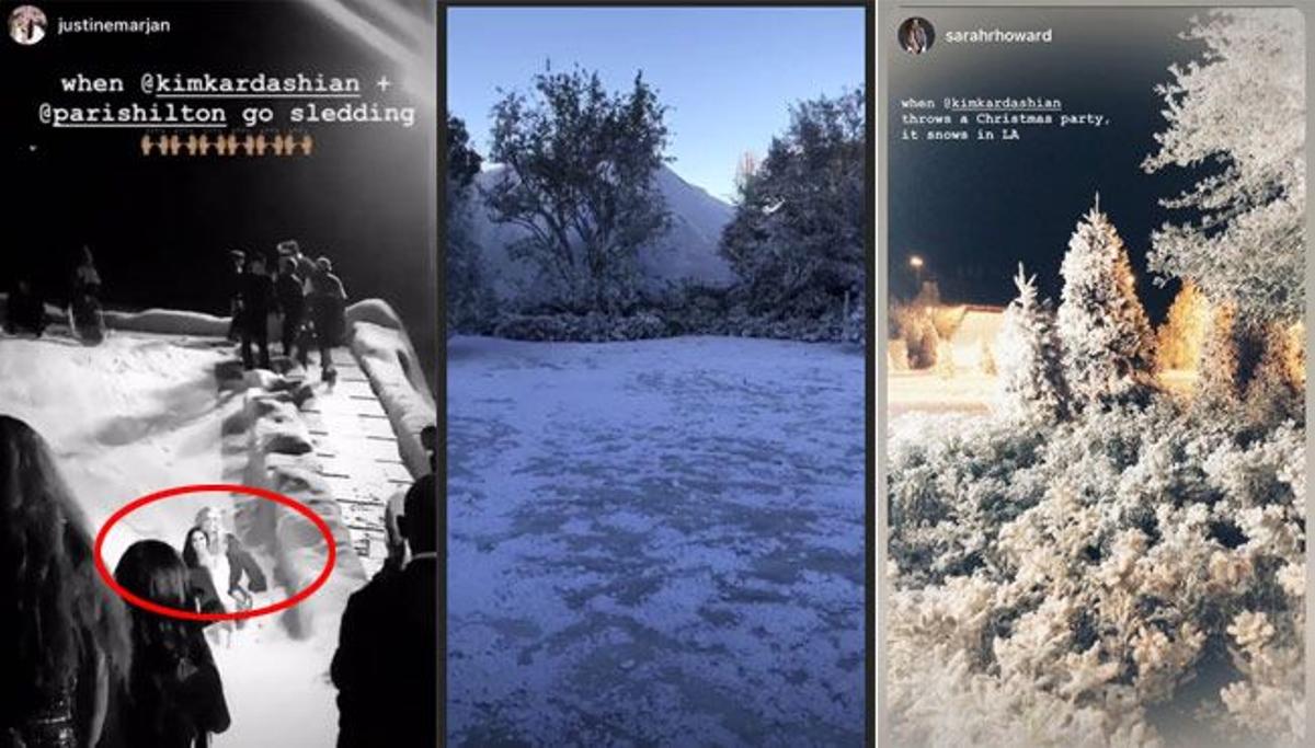 El jardín nevado de Kim Kardashian por Navidad