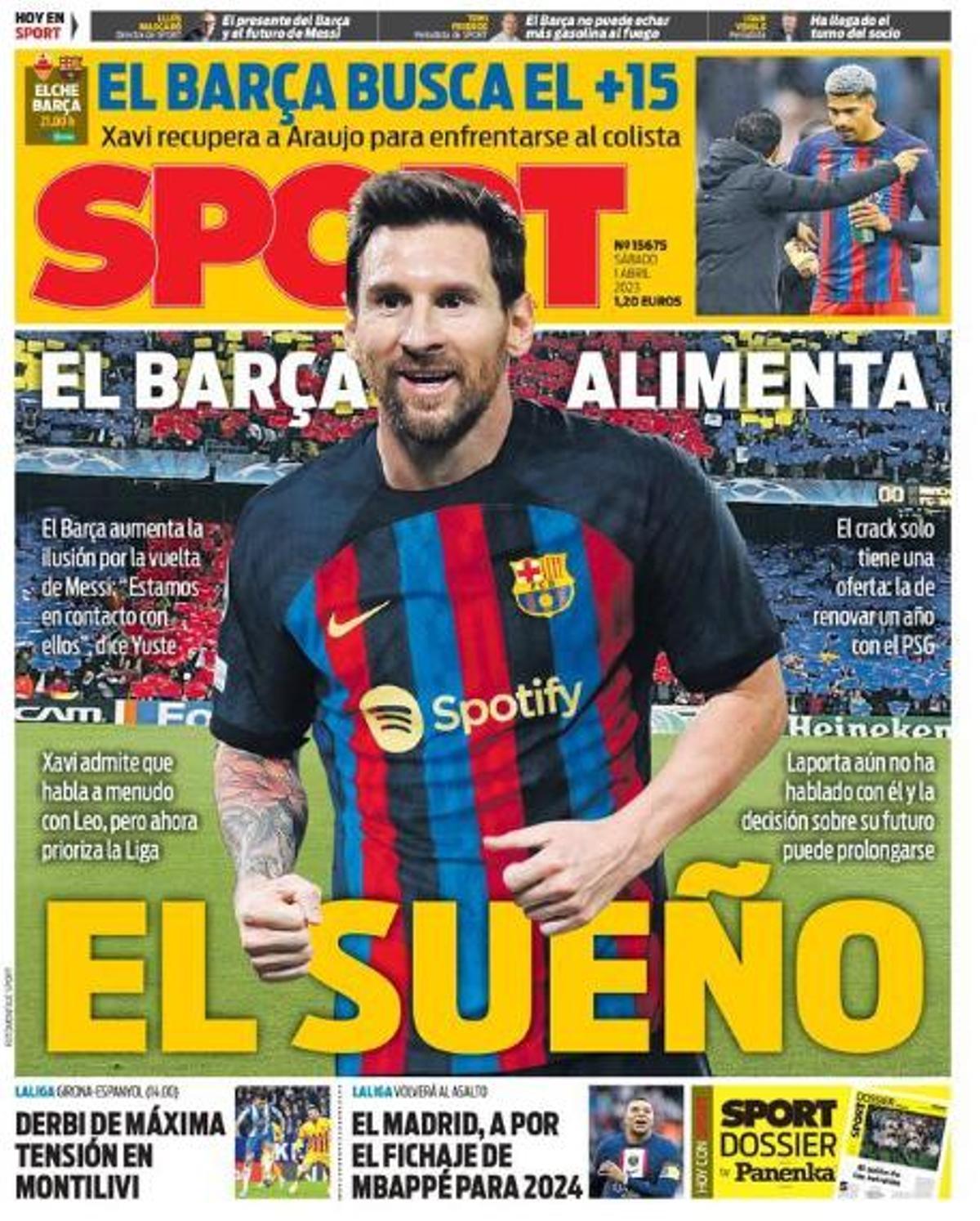 Portada del Sport, del 1 de abril de 2023