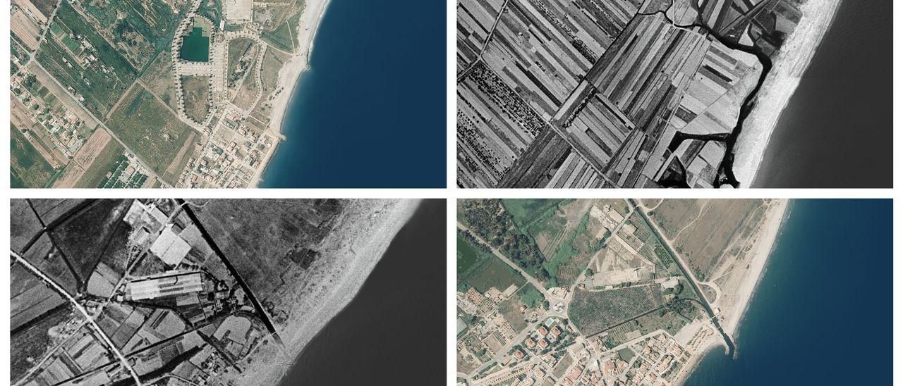 Mapas que muestran la regresión de la costa en el sur de la provincia.