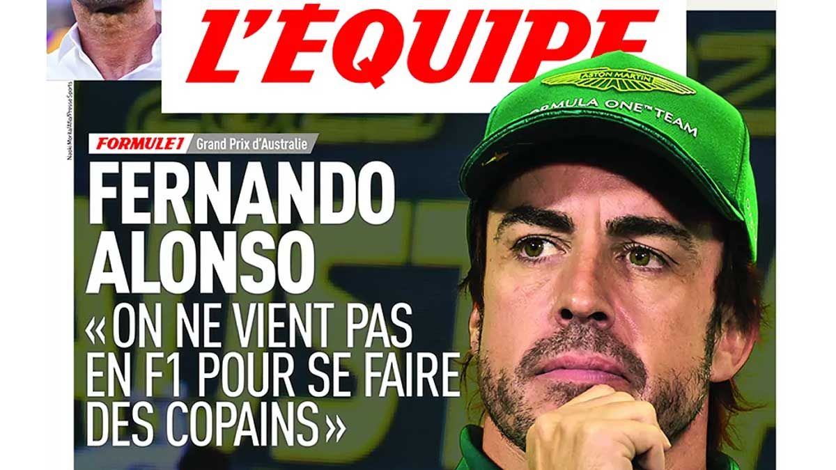 Fernando Alonso, protagonista en la portada de L'Equipe