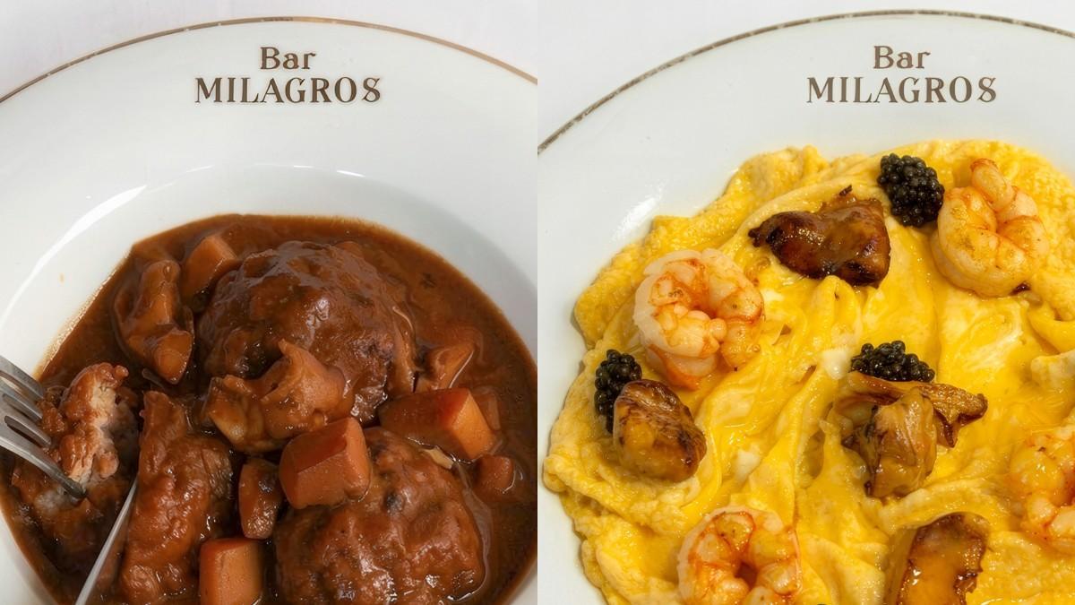 Dos platos del Bar Milagros