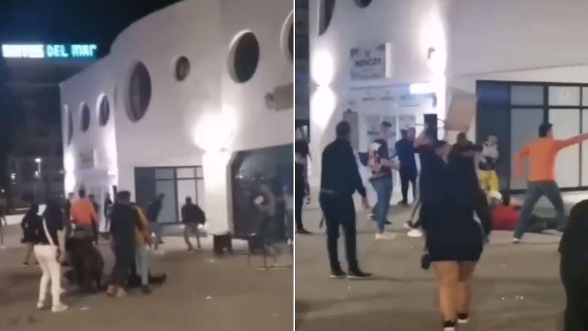 Varios fotogramas del vídeo de la pelea ocurrida este fin de semana en el puerto de Alicante.