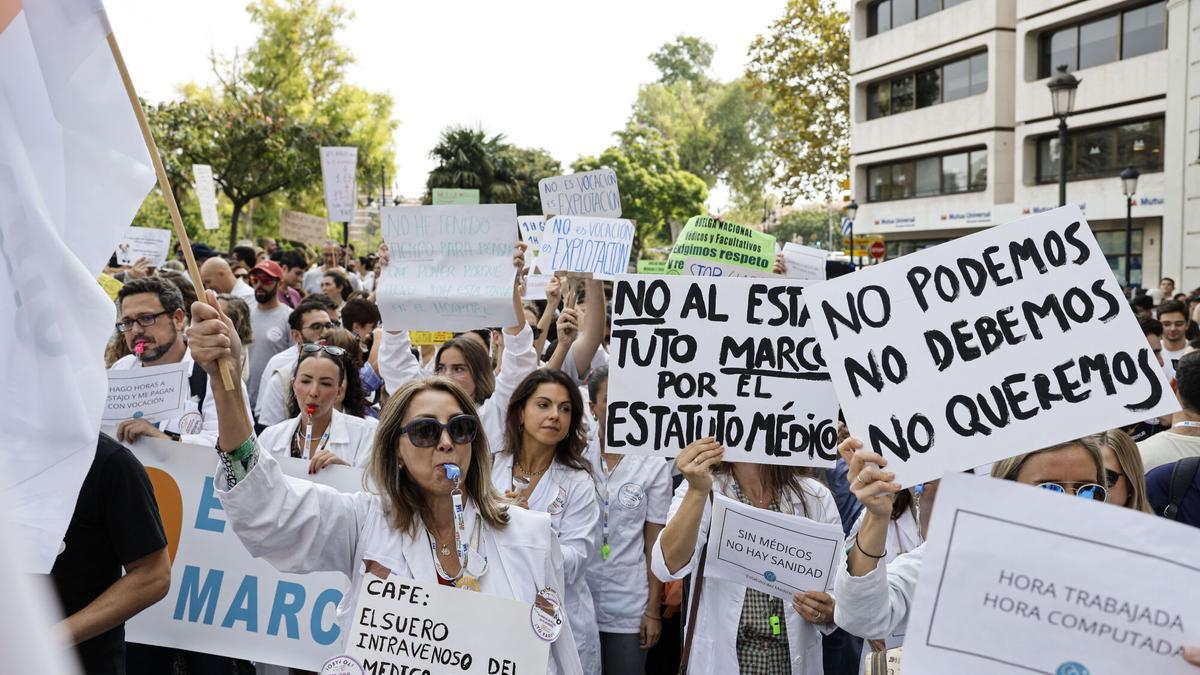 Protesta de médicos contra el Estatuto Marco propuesta por el Ministerio de Sanidad.