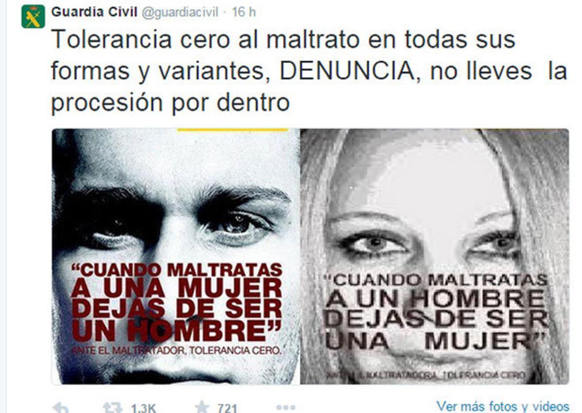 El polèmic tuit retirat per la Guàrdia Civil. El polèmic tuit retirat per la Guàrdia Civil.